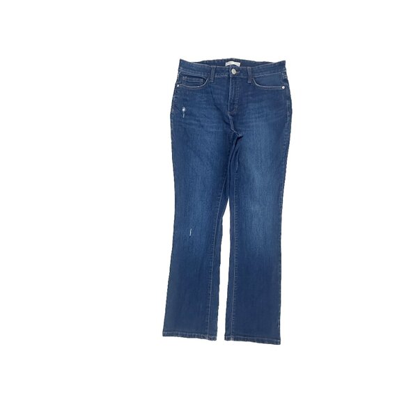 LC Lauren Conrad Bootcut Distressed Women's size 12 Dark Wash Blue Denim Jeans - Picture 1 of 5